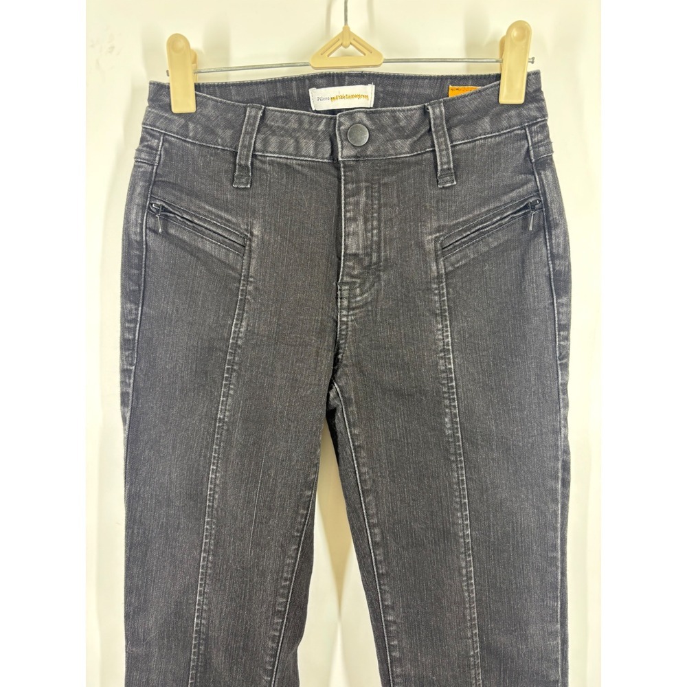 Pilcro and the Letterpress Black Seamed Zip Pocket Slim Flare Jeans Size 26 - Picture 3 of 4